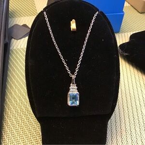 Elegant Silver Necklace with Swiss Blue Topaz Gemstone
